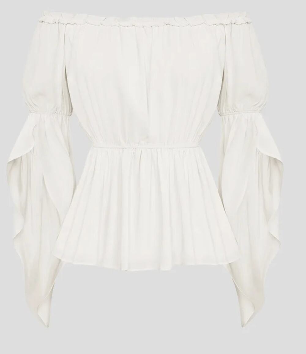New Scarlet Darkness Off Shoulder Renaissance Chiffon Top White Medium